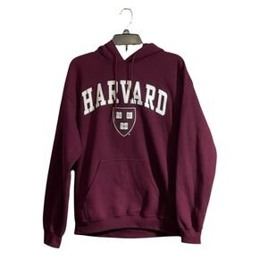 Harvard University Crimson Logo Campus Hoodie Sweatshirt Vintage Size Medium